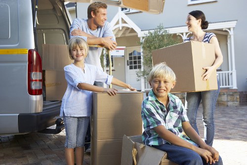 Securely packed items inside a moving van